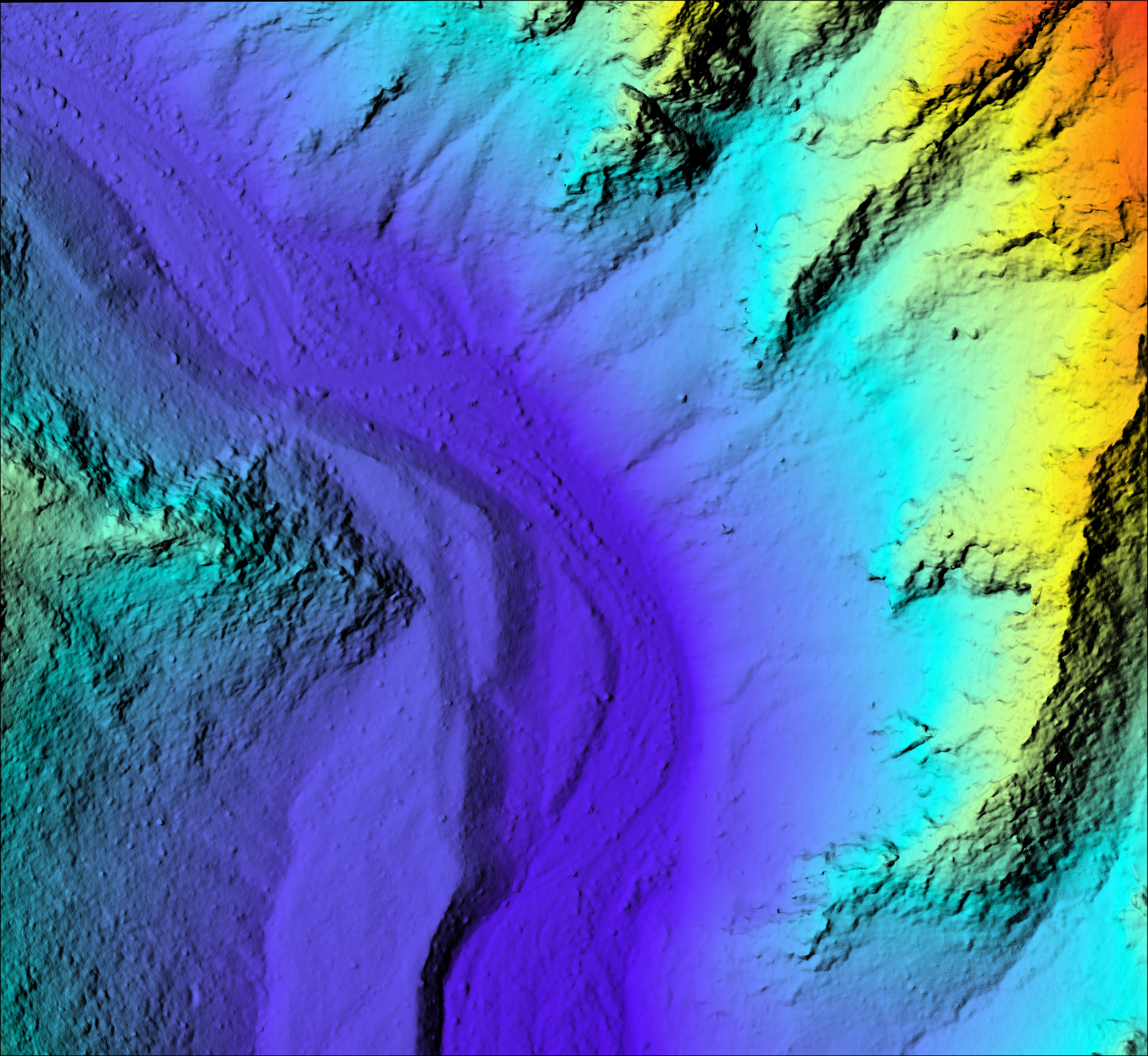 Colorized Amargosa digital surface model with shaded relief